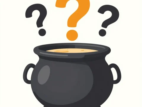 Playful Cauldron with Question Marks