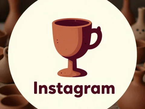 Playful Clay Art Trophy Logo with Instagram Text