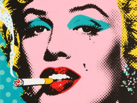 Pop Art Portrait of Woman Smoking