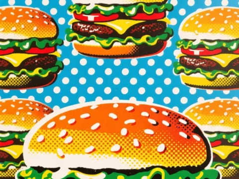 Pop Art Style Cheeseburger Pattern