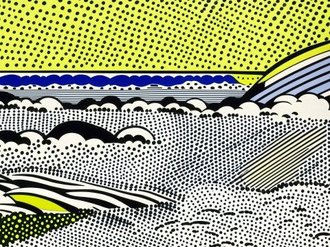 Pop Art Style Noisy Beach Scene