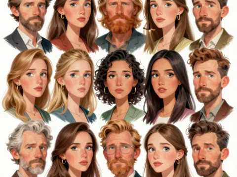 Portrait Collection of Diverse Faces with Varied Emotions