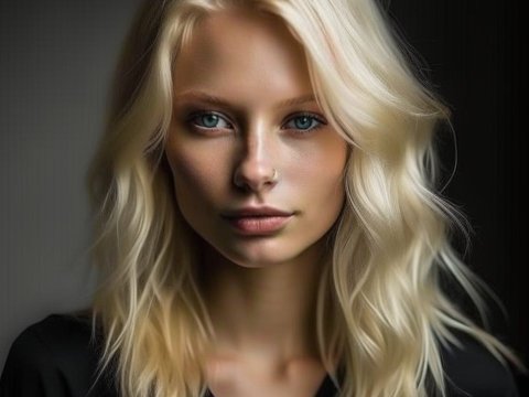 Portrait of a Blonde Woman with Blue Eyes