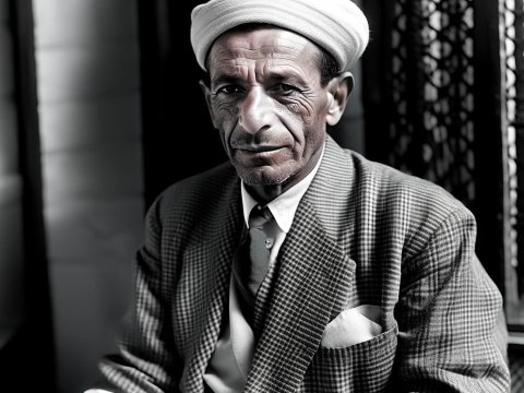 Portrait of a Distinguished Egyptian Man in Traditional Attire