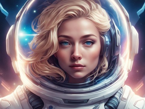 Portrait of a Female Astronaut in Space Suit