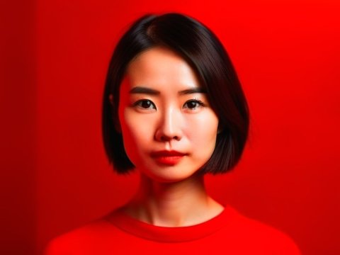 Portrait of a Japanese Woman in Red