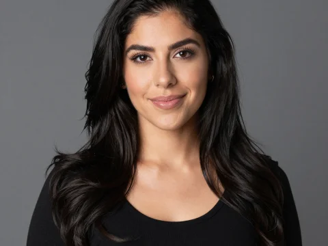 Portrait of a Latina Woman with Long Dark Hair