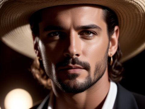 Portrait of a Man Wearing a Wide-Brimmed Hat