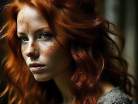 Portrait of a Red-Haired Woman with Freckles