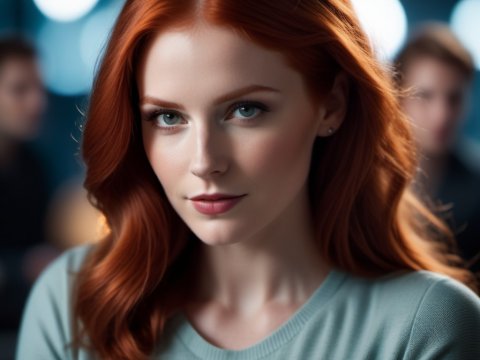 Portrait of a Red-Haired Woman with Soft Lighting