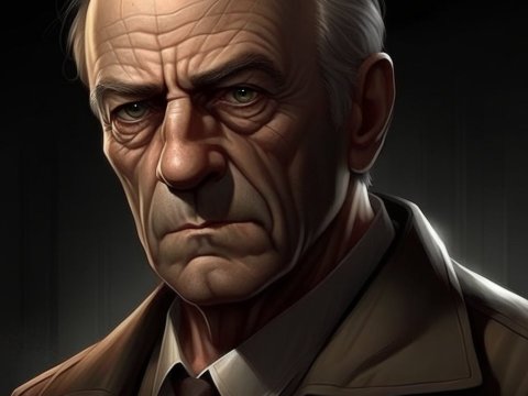 Portrait of a Stern Elderly Man in Coat