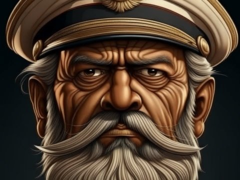 Portrait of a Stern Ship Captain with White Beard