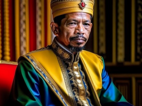 Portrait of a Sultan in Traditional Regal Attire