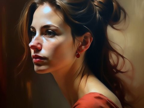 Portrait of a Woman in Warm Light