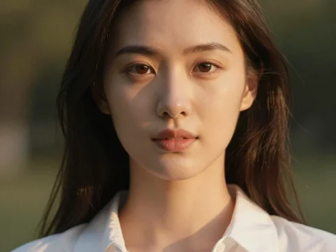 Portrait of a Woman in White Shirt with Natural Light