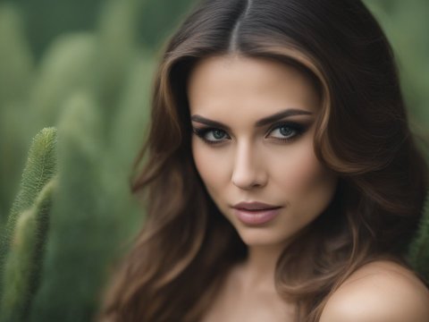 Portrait of a Woman Surrounded by Greenery