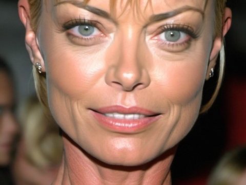 Portrait of a Woman with Blonde Hair and Green Eyes