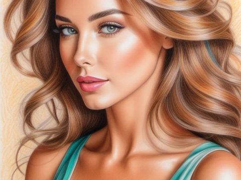 Portrait of a Woman with Flowing Hair in Soft Lighting