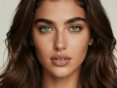 Portrait of a Woman with Striking Green Eyes