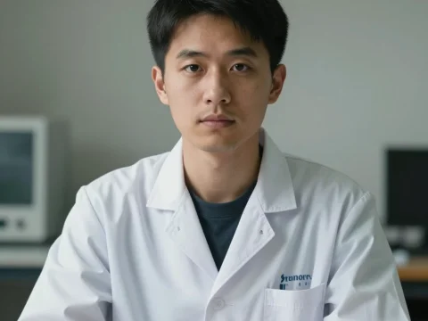 Portrait of a Young Engineer in White Lab Coat