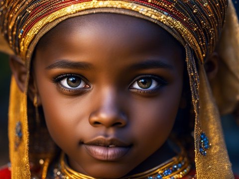 Portrait of a Young Ethiopian Child in Traditional Attire