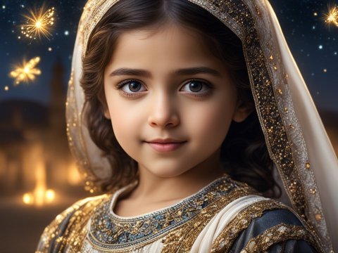 Portrait of a Young Girl in Traditional Embroidered Attire