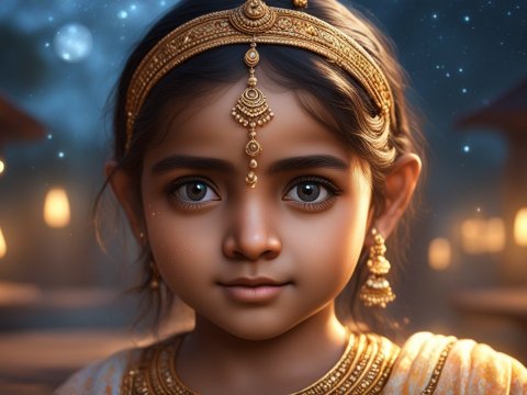 Portrait of a Young Girl in Traditional Golden Jewelry