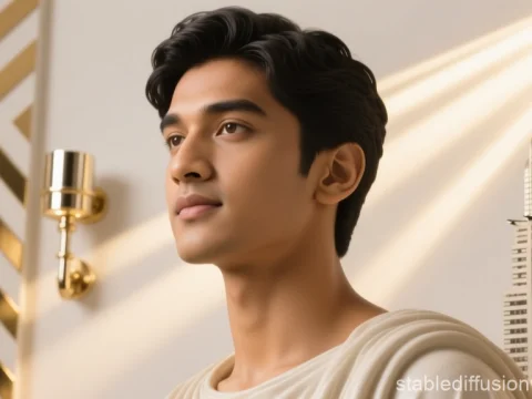 Portrait of a Young Man in Elegant Interior