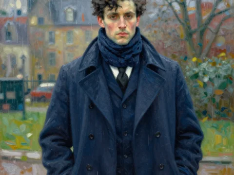 Portrait of a Young Man on a Rainy Day