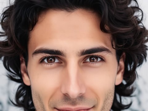 Portrait of a Young Man with Curly Hair