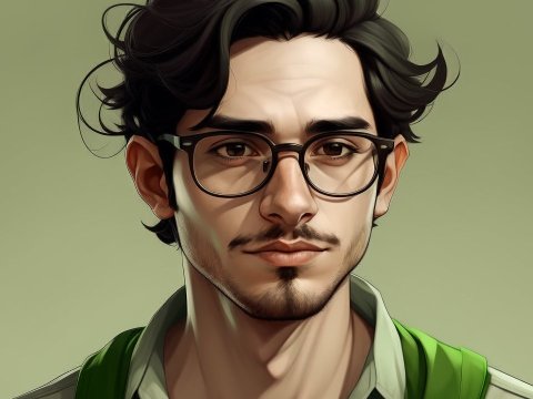 Portrait of a Young Man with Glasses in Realistic Style