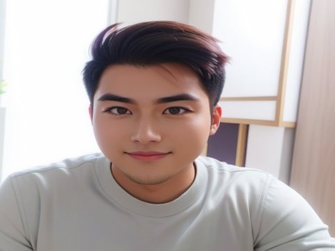 Portrait of a Young Man with Warm Smile Indoors