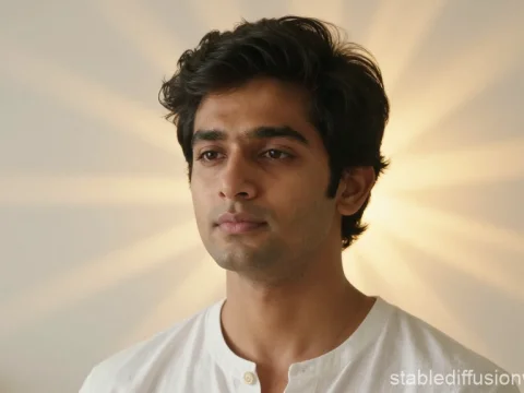 Portrait of a Young South Asian Male with Radiant Light