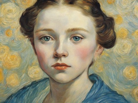 Portrait of a Young Woman with Floral Background