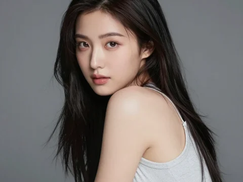 Portrait of a Young Woman with Long Dark Hair