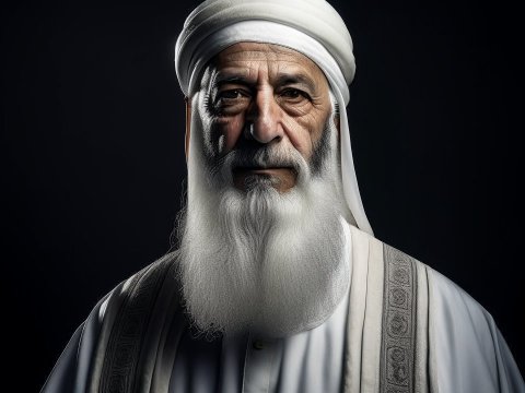 Portrait of an Elderly Arab Man in Traditional Attire