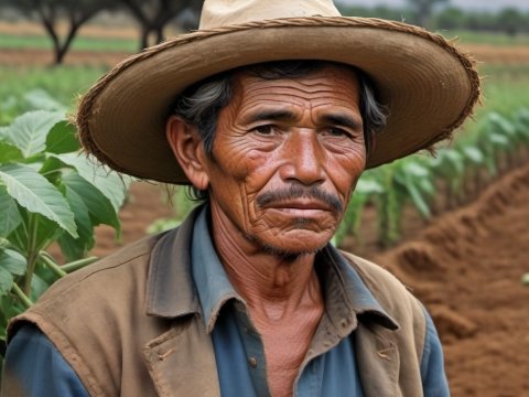 Portrait of an Elderly Farmer in a Field