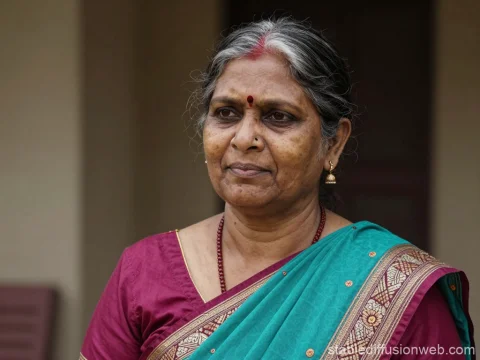 Portrait of an Indian Woman in Traditional Saree