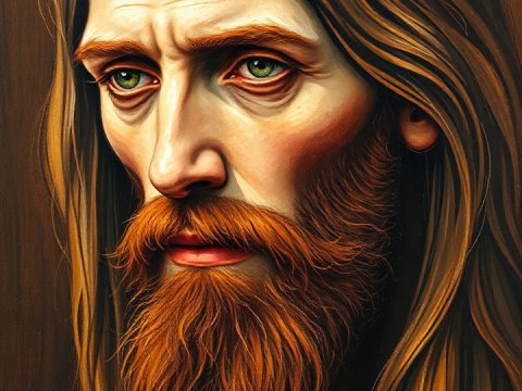 Portrait of Jesus with Intense Expression in Van Gogh Style