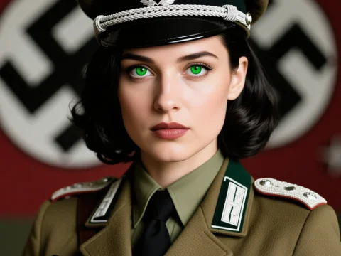 Portrait of Woman in Historical Military Uniform