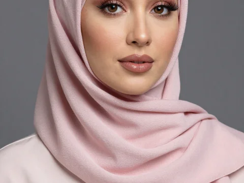 Portrait of Woman Wearing Soft Pink Hijab