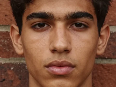Portrait of Young Man Against Brick Wall