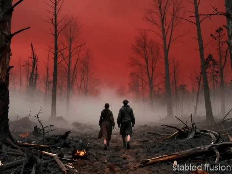 Post-Apocalyptic Walk Through Scorched Forest
