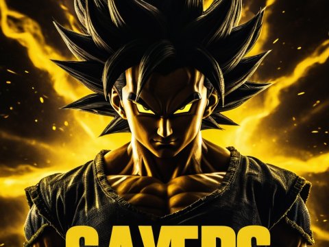 Powerful Anime Warrior with Intense Yellow Aura