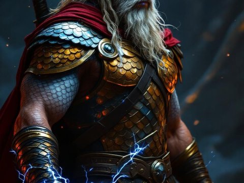 Powerful Asgardian Warrior with Lightning Fury