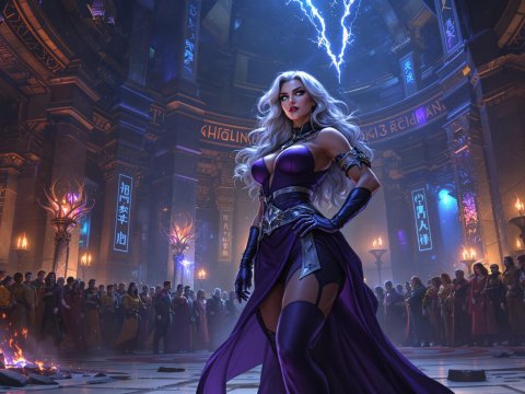 Powerful Sorceress in a Grand Arcane Hall