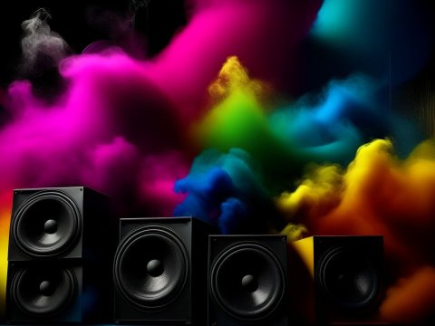 Powerful Speakers with Vibrant Colorful Smoke Explosion