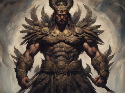 Powerful Warrior King in Ornate Armor