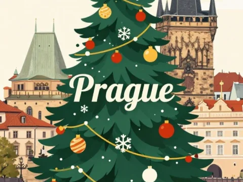 Prague Christmas Tree with Festive Decorations