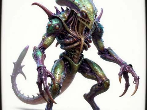Predatory Alien Creature with Biomechanical Features